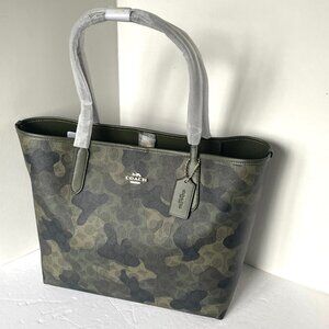 Coach City Tote Signature Canvas Camo Green Large CV953 Shoulder Bag ORGPKG